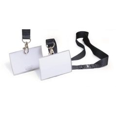   DURABLE Névkitűző, nyakbaakasztóval, 54x90 mm, DURABLE "CLICK FOLD", áttetsző