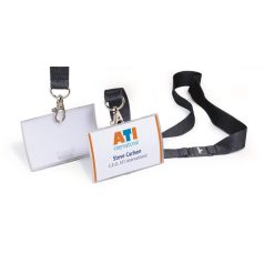   DURABLE Névkitűző, nyakbaakasztóval, 54x90 mm, DURABLE "CLICK FOLD", áttetsző