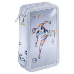   Tolltartó, töltött, 2 emeletes, cipzáras, "Gimboo Jumbo", focis, szürke