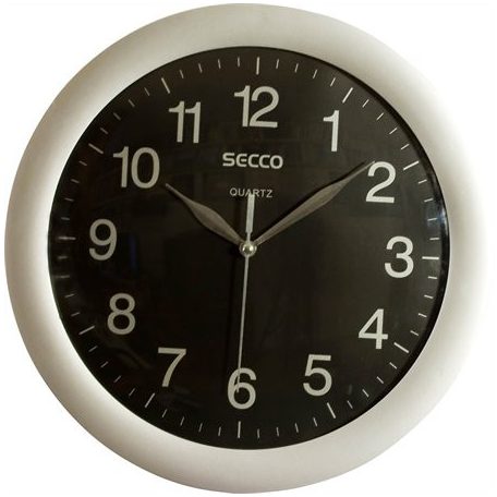 SECCO Falióra, 30 cm, SECCO "Sweep Second", ezüst/fekete
