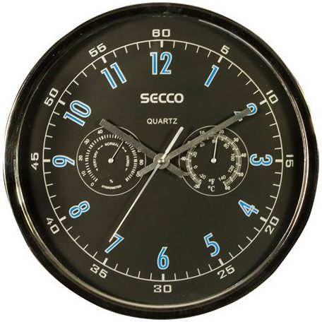 SECCO Falióra, 30,5 cm, páratartalom mérővel, hőmérővel SECCO, króm színű