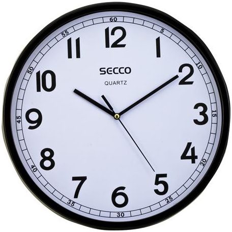 SECCO Falióra, 29,5 cm,  fekete keretes, SECCO "Sweep second"