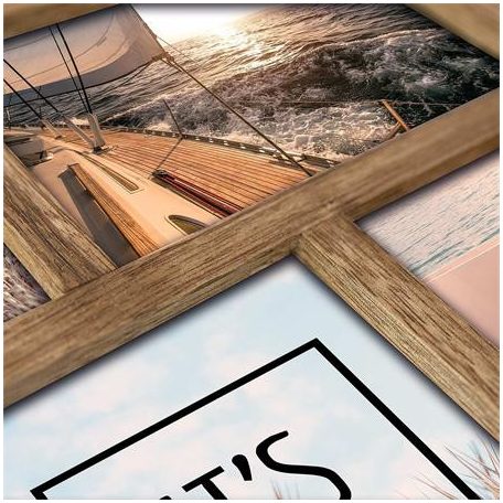 Képkeret, galéria, fa, 5 db képhez, 10x15 cm, "Zep Mosel", barna