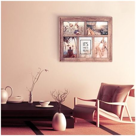 Képkeret, galéria, fa, 5 db képhez, 10x15 cm, "Zep Mosel", barna