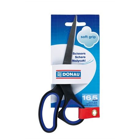 DONAU Olló, irodai, 16,5 cm, DONAU "Soft Grip", fekete-kék