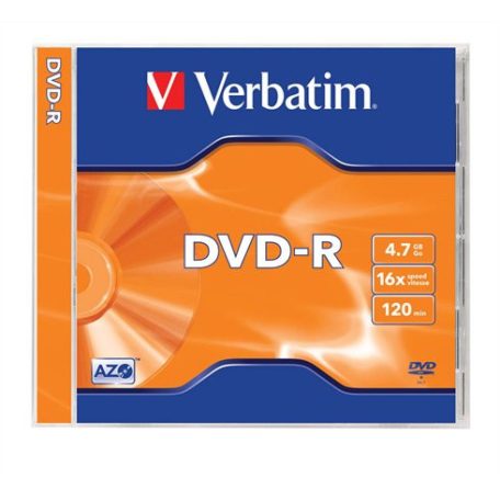 VERBATIM DVD-R lemez, AZO, 4,7GB, 16x, 1 db, normál tok, VERBATIM
