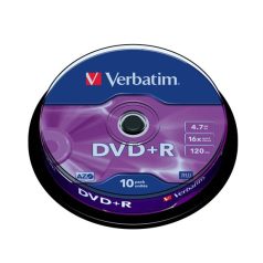   VERBATIM DVD+R lemez, AZO, 4,7GB, 16x, 10 db, hengeren, VERBATIM