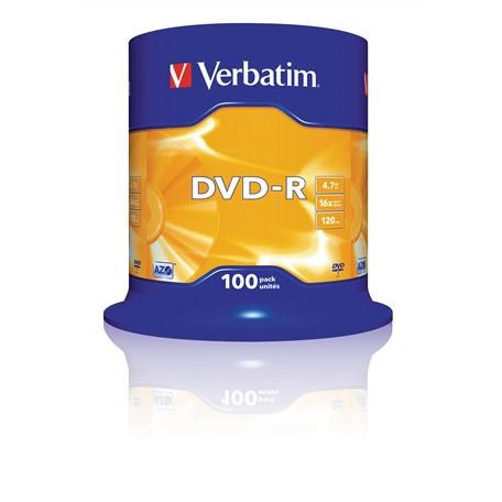 VERBATIM DVD-R lemez, AZO, 4,7GB, 16x, 100 db, hengeren, VERBATIM