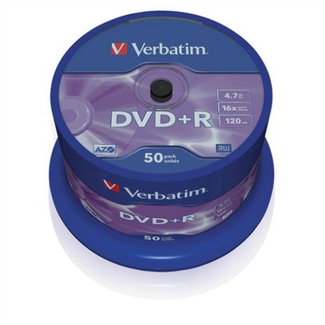 VERBATIM DVD-R lemez, AZO, 4,7GB, 16x, 50 db, hengeren, VERBATIM