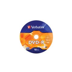   VERBATIM DVD-R lemez, 4,7GB, 16x, 10 db, zsugor csomagolás, VERBATIM