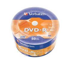   VERBATIM DVD-R lemez, 4,7GB, 16x, 50 db, zsugor csomagolás, VERBATIM