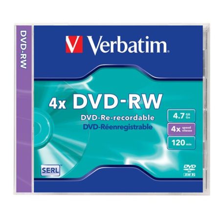 VERBATIM DVD+RW lemez, újraírható, 4,7GB, 4x, 1 db, normál tok, VERBATIM