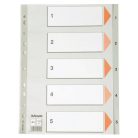 ESSELTE Regiszter, műanyag, A4, 1-5, ESSELTE, szürke