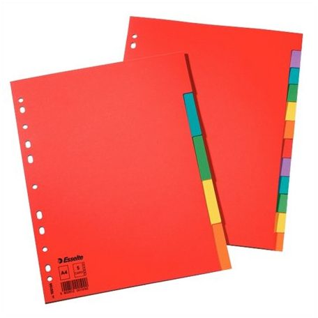 ESSELTE Regiszter, karton, A4, 5 részes, ESSELTE "Economy", színes