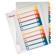   ESSELTE Regiszter, műanyag, A4 Maxi, 1-10, nyomtatható, ESSELTE, áttetsző