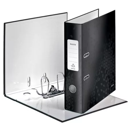 LEITZ Iratrendező, 80 mm, A4, karton, LEITZ "180 Wow", fekete