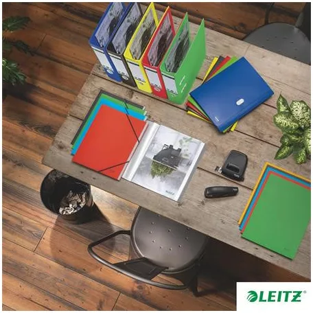 LEITZ Iratrendező, 80 mm, A4, karton, LEITZ "180 Recycle", piros