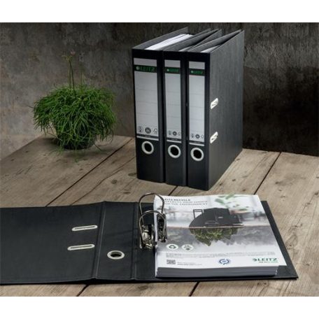 LEITZ Iratrendező, 50 mm, A4, karton, újrahasznosított, LEITZ "180 Recycle", fekete