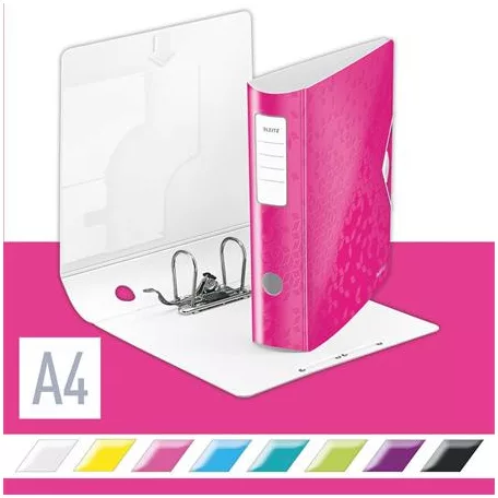 LEITZ Iratrendező, 82 mm, A4, PP, LEITZ "180 Active Wow", rózsaszín