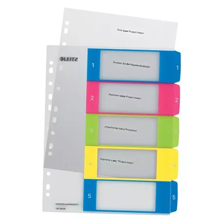 LEITZ Regiszter, műanyag, A4 Maxi, 1-5, LEITZ "Wow"