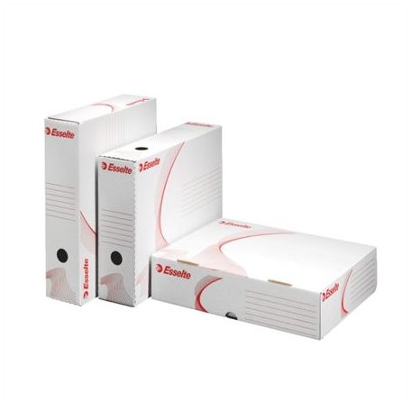 ESSELTE Archiválódoboz, A4, 80 mm, karton, felfelé nyíló, ESSELTE "Standard", fehér
