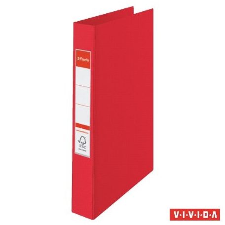 ESSELTE Gyűrűs könyv, 2 gyűrű, 42 mm, A4, PP, ESSELTE "Standard", Vivida piros