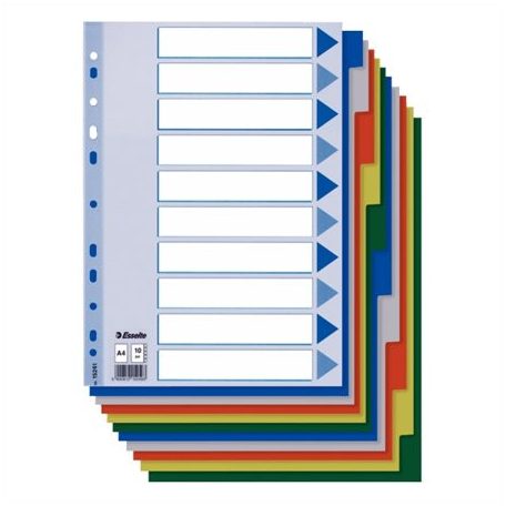 ESSELTE Regiszter, műanyag, A4, 10 részes, ESSELTE