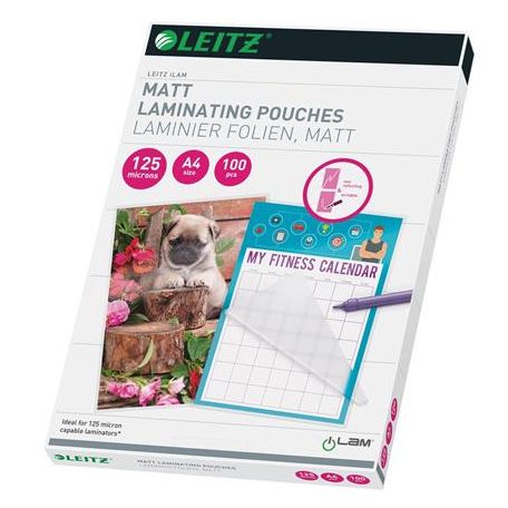 LEITZ Meleglamináló fólia, 125 mikron, A4, matt, LEITZ "iLam"