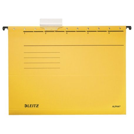LEITZ Függőmappa, karton, A4, LEITZ "Alpha Standard", sárga