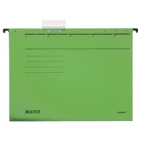 LEITZ Függőmappa, karton, A4, LEITZ "Alpha Standard", zöld