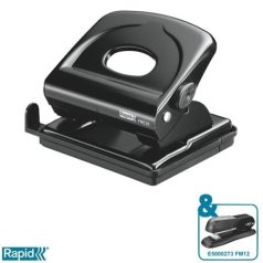   RAPID Lyukasztó, kétlyukú, 25 lap, fém, RAPID "FMC25", fekete
