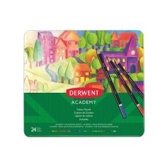   DERWENT Színes ceruza készlet, fém doboz, DERWENT "Academy", 24 különböző szín