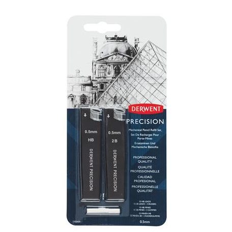 DERWENT Grafitbél szett, 0,5 mm, HB, 2B, DERWENT "Precision"