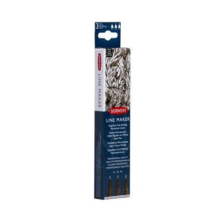 DERWENT Tűfilc szett, 0,1/ 0,3/0,5 mm, DERWENT "Line Marker", fekete