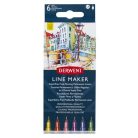 DERWENT Tűfilc készlet, 0,3 mm, DERWENT "Line Marker", 6 különböző szín
