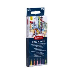   DERWENT Tűfilc készlet, 0,3 mm, DERWENT "Line Marker", 6 különböző szín