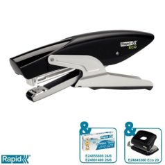   RAPID Tűzőgép, kézi, újrahasznosított, 24/6, 26/6, 20 lap, RAPID "Eco", fekete