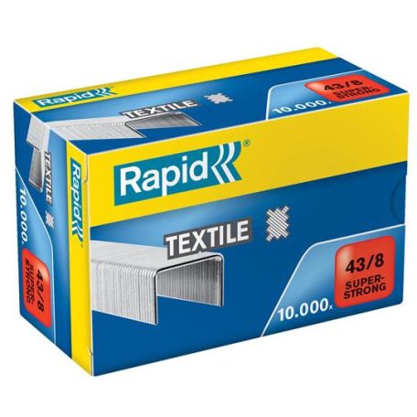RAPID Tűzőkapocs, 43/8, horganyzott, textil, RAPID "Superstrong"