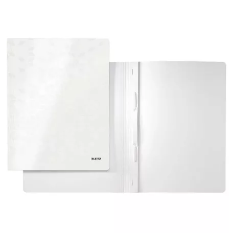 LEITZ Gyorsfűző, laminált karton, A4, LEITZ "Wow", fehér