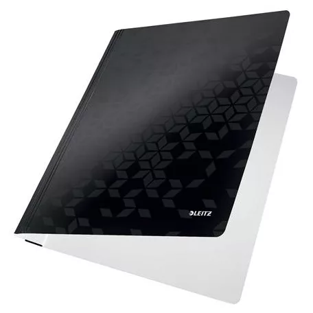 LEITZ Gyorsfűző, laminált karton, A4, LEITZ "Wow", fekete