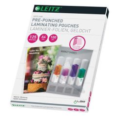   LEITZ Meleglamináló fólia, 125 mikron, A4, fényes, lefűzhető, LEITZ "Standard"