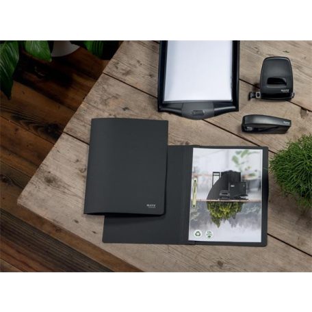 LEITZ Gyorsfűző, A4, karton, LEITZ "Recycle", fekete