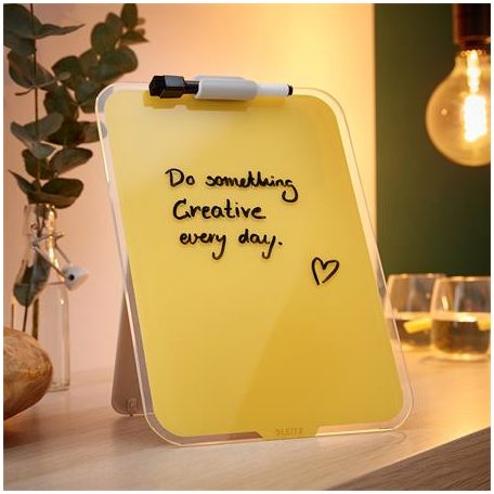 LEITZ Üvegtábla, törölhető, asztali, A4, LEITZ "Cosy", melegsárga