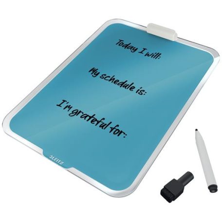 LEITZ Üvegtábla, törölhető, asztali, A4, LEITZ "Cosy", nyugodtkék