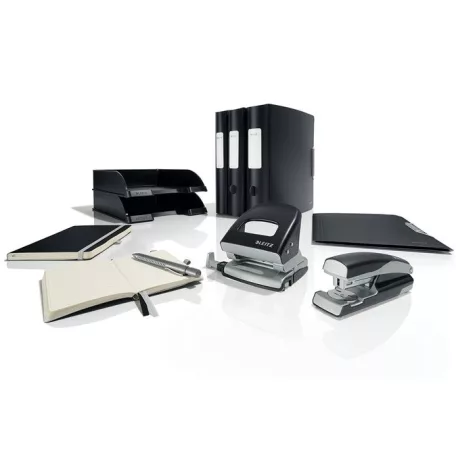 LEITZ Harmonikamappa, A4, PP, 6 rekeszes, LEITZ "Style", szaténfekete