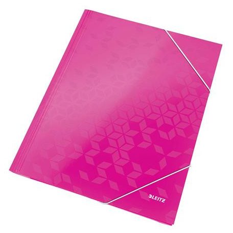 LEITZ Gumis mappa, 15 mm, karton, A4, LEITZ "Wow", rózsaszín