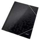 LEITZ Gumis mappa, 15 mm, karton, A4, LEITZ "Wow", fekete