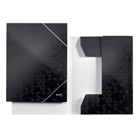 LEITZ Gumis mappa, 15 mm, karton, A4, LEITZ "Wow", fekete