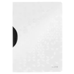   LEITZ Gyorsfűző, klipes, PP, A4, LEITZ "Wow ColorClip", fehér