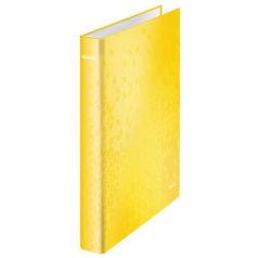   LEITZ Gyűrűs könyv, 2 gyűrű, D alakú, 40 mm, A4 Maxi, karton, LEITZ "Wow", sárga